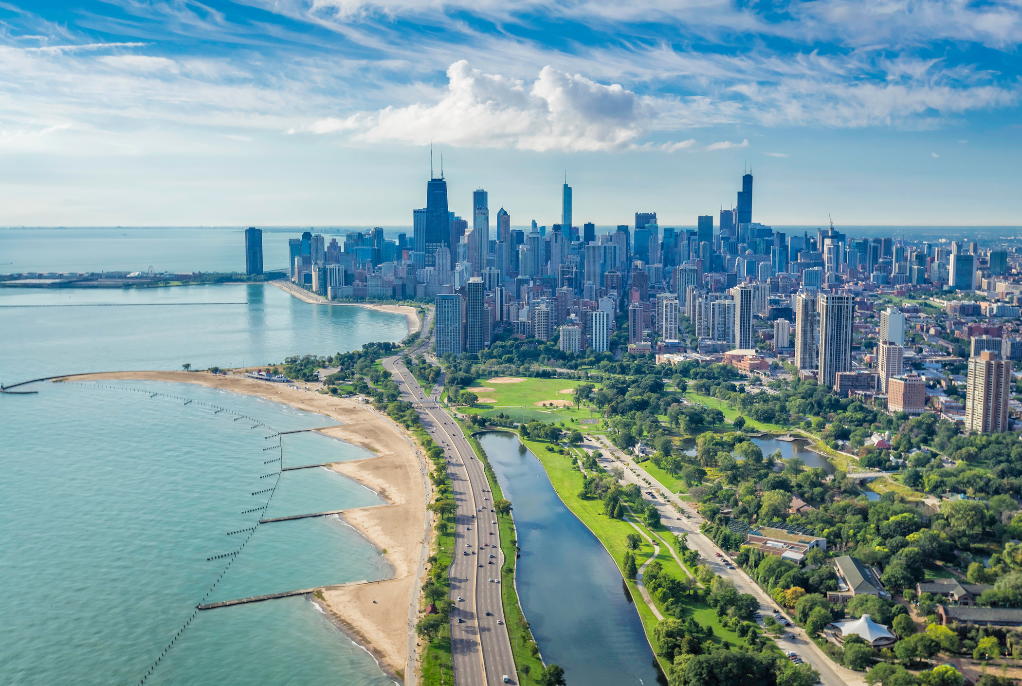 Chicago Skyline aerial view